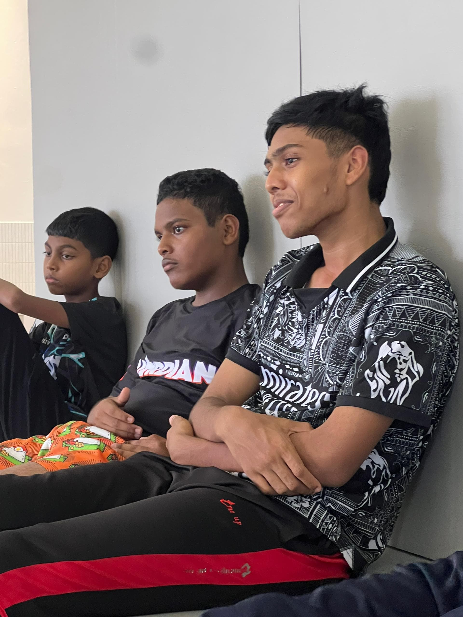 Focus and anticipation before the training session begins.